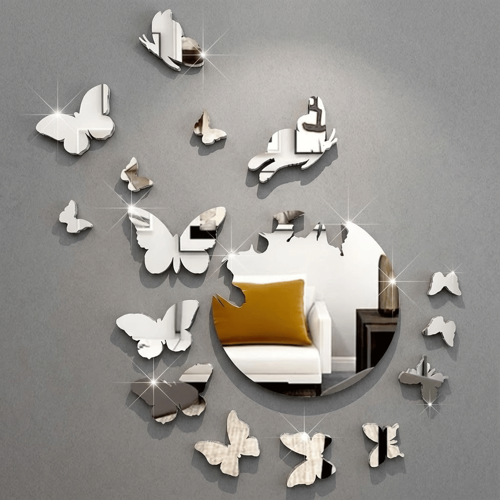 3D Acrylic Glass for Wall, Butterfly Mirror