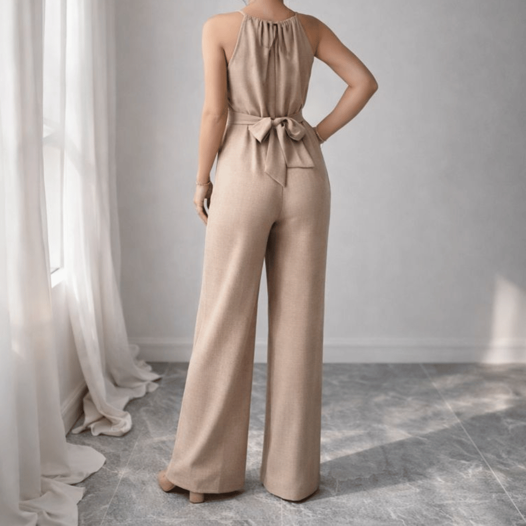 Cinched Waist Sleeveless Tie Up Halter Neck Off Shoulder Comfortable Jumpsuit