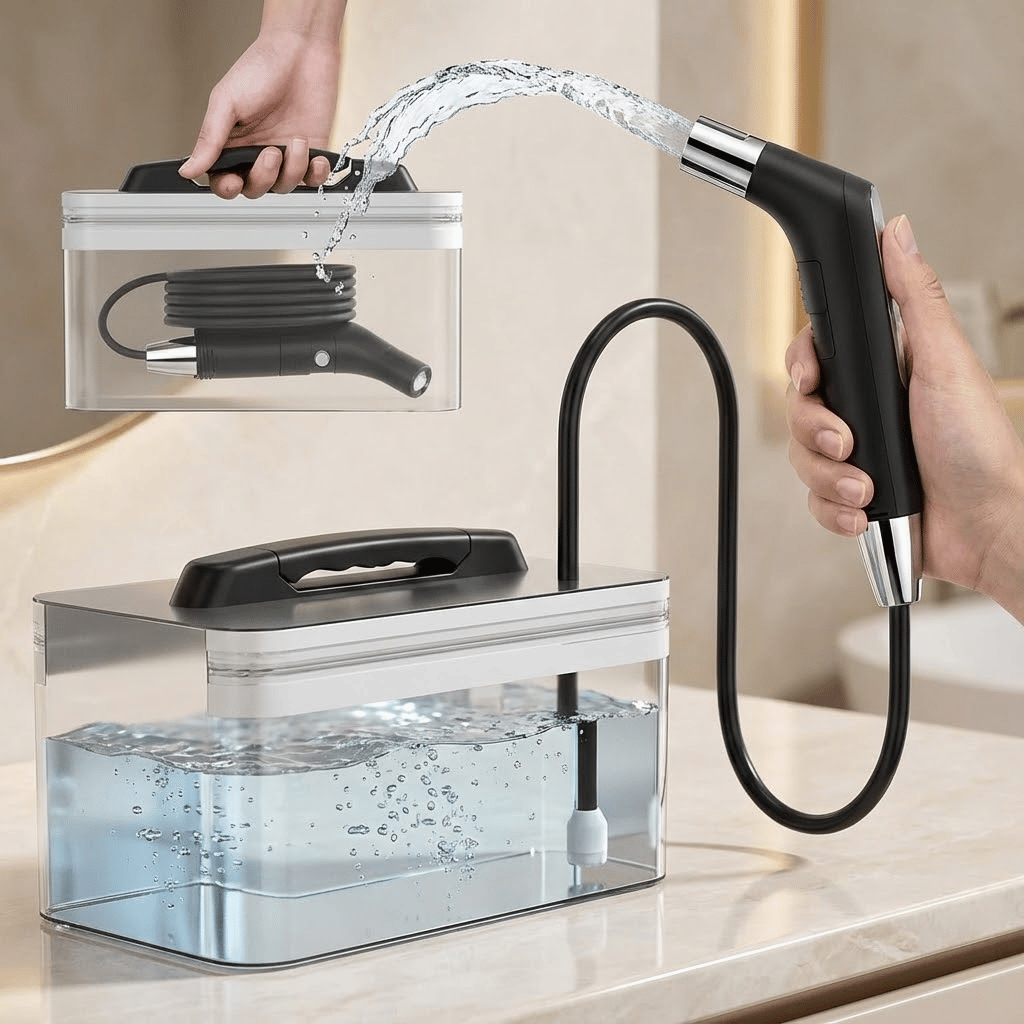 Compact Rechargeable Bidet Sprayer Water Tank For Hygiene Cleaning