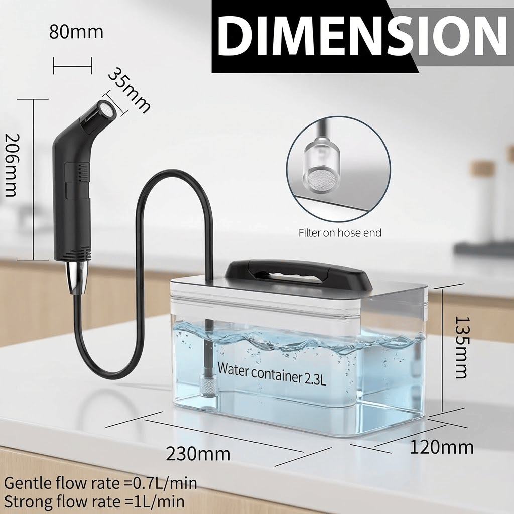 Compact Rechargeable Bidet Sprayer Water Tank For Hygiene Cleaning