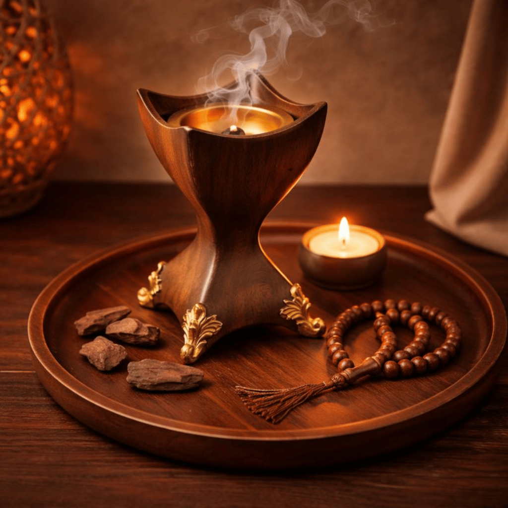 Decorative Incense Burner with Gold Accents