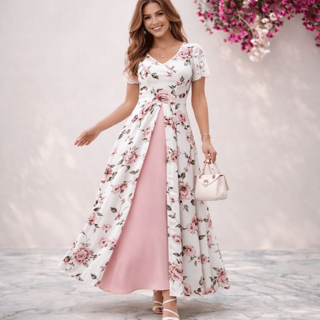 Elegant Long Sleeveless Dress With A Slit