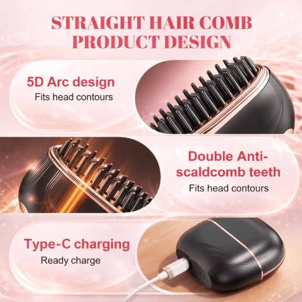 مشط تمليس الشعر اللاسلكي المحمول الصغير من إميرتروف