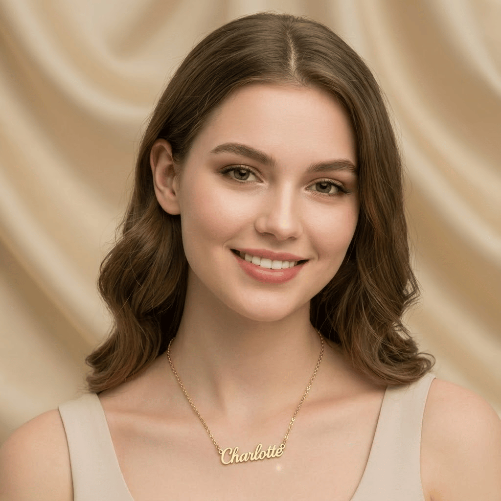 قلادة اسم إنجليزي حسب الطلب - قلادة ذهبية أو فضية بخط اليد | إميرتروف