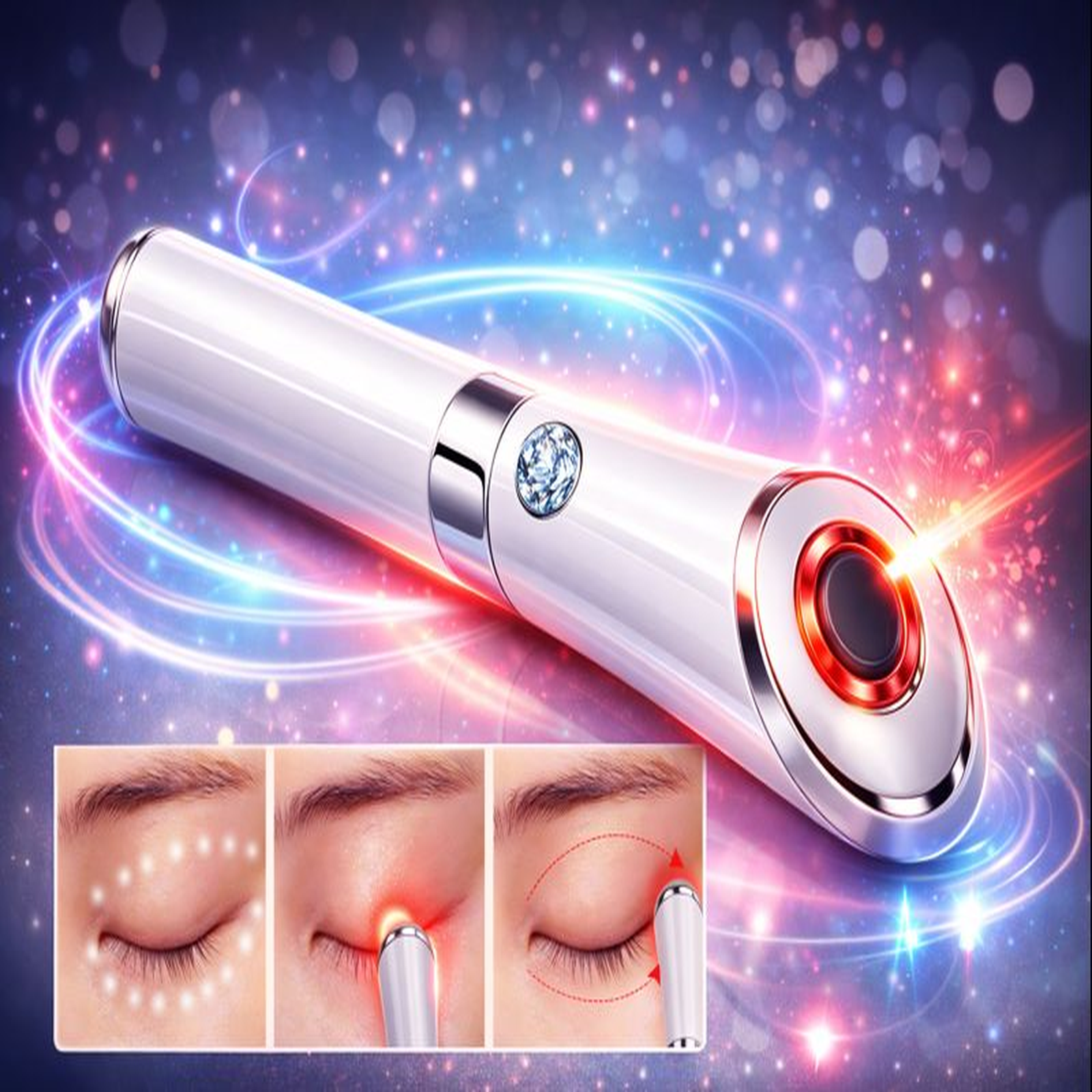 Eye Massager Pen with Ion & Vibration for Under-Eye Care