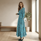 French Style Cinched Chiffon Maxi Dress