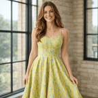 Fresh And Sweet Floral Splicing Travel Print Dress