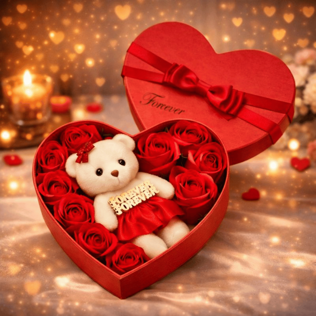 Heart-Shaped Flower Gift Box