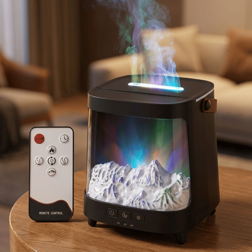 LED Flame Diffuser & Mountain Sand Art Lamp – Relaxing Decor | EmirTrove