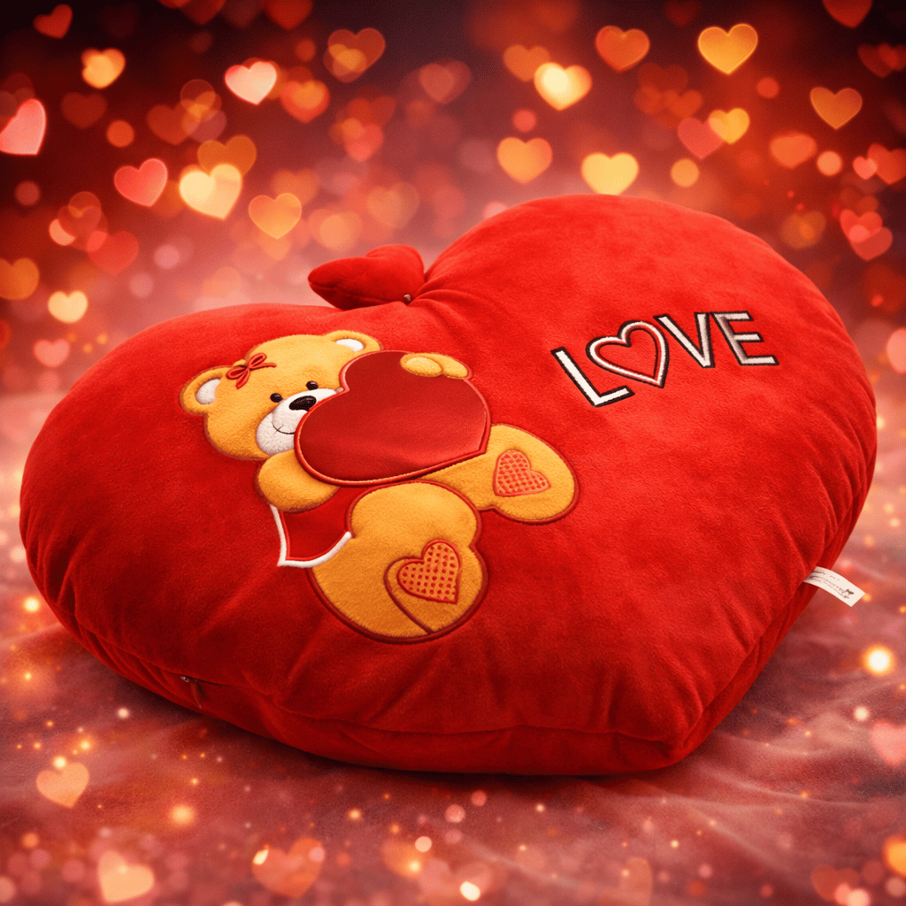 Love Heart Shape With Bear Soft Stuff Pillow
