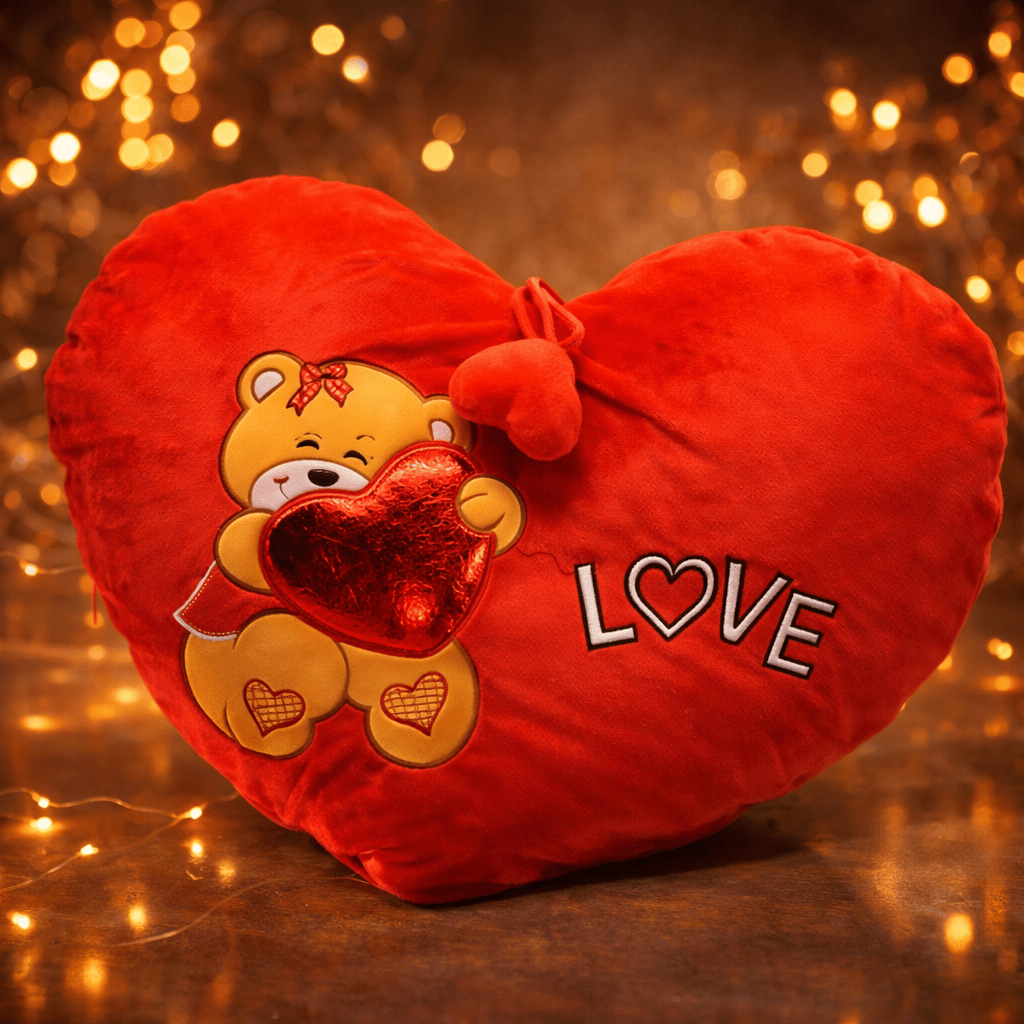 Love Heart Shape With Bear Soft Stuff Pillow