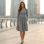 Mid-length Knitted Dress With Pockets On Both Sides