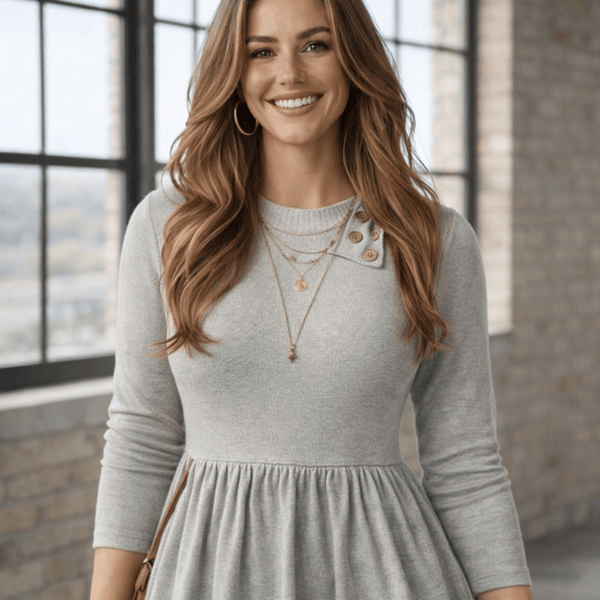 Mid-length Knitted Dress With Pockets On Both Sides