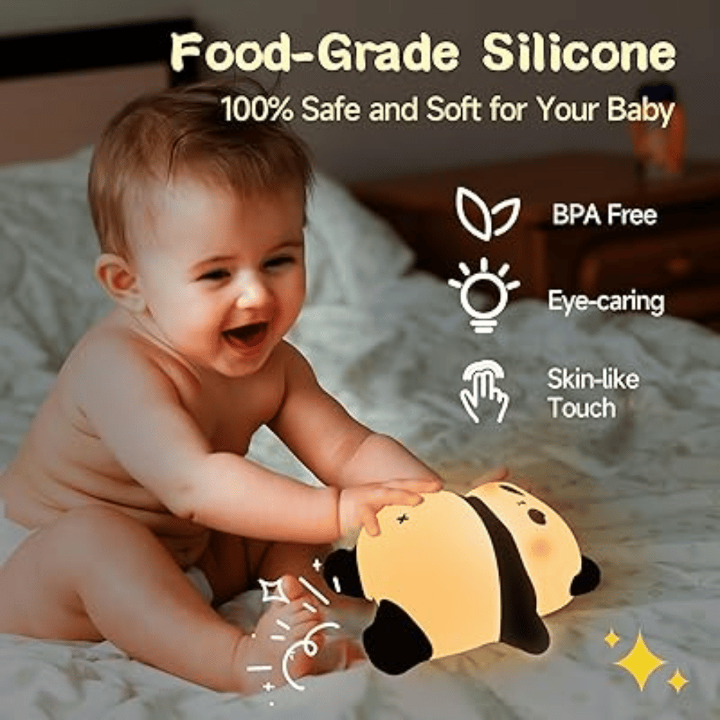 Panda Night Light for Kids – Soft Silicone, USB Rechargeable