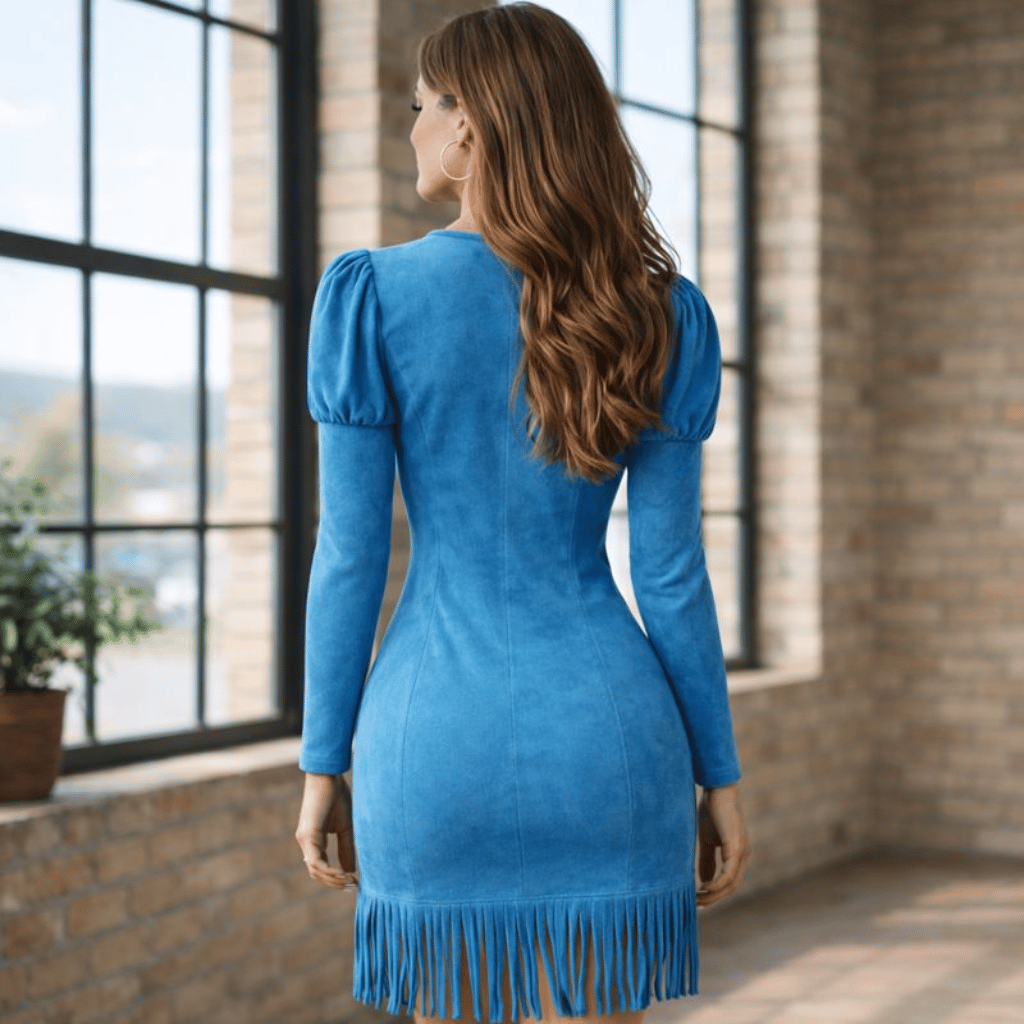 Retro Suede Fringe Sleeveless Mini Dress