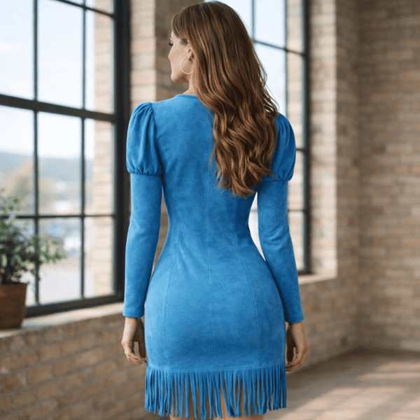 Retro Suede Fringe Sleeveless Mini Dress