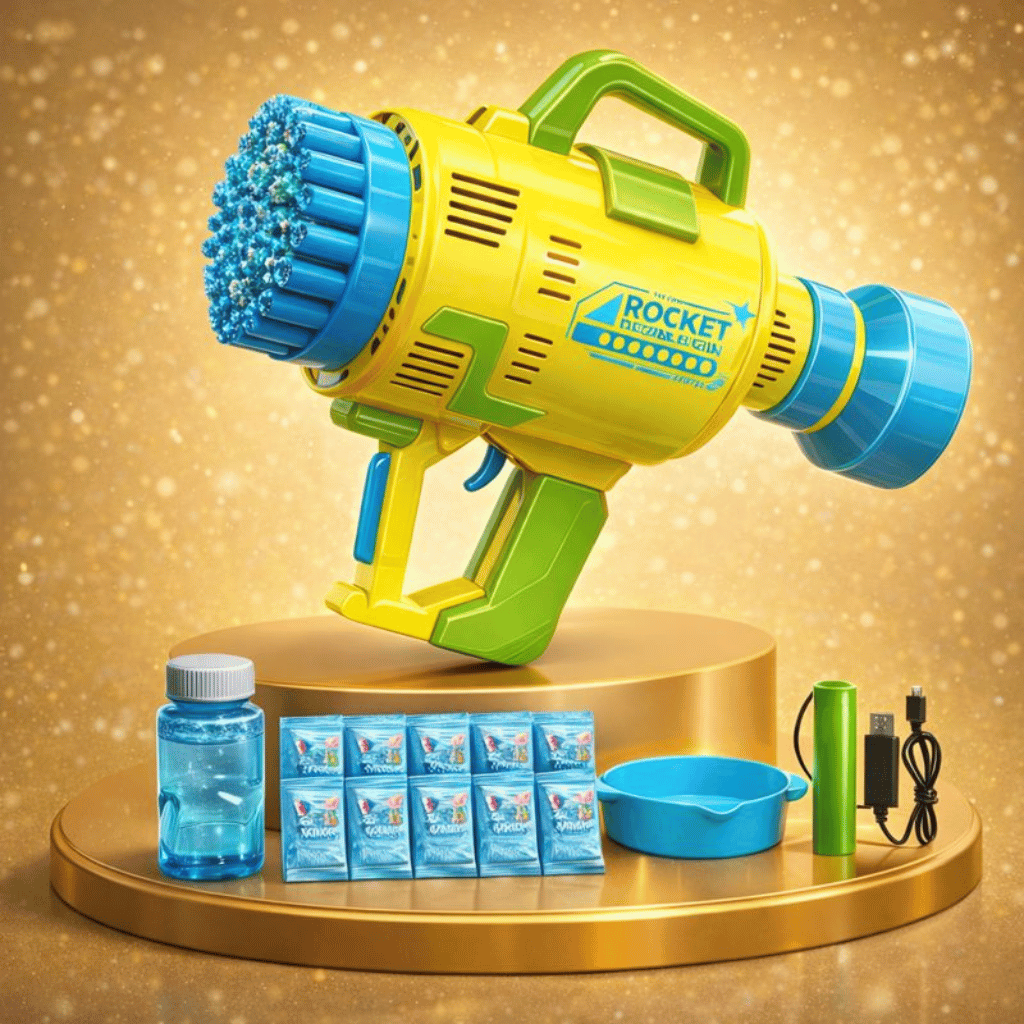 Rocket Electric Bubble Gun – 48-Hole Bubble Blaster Toy