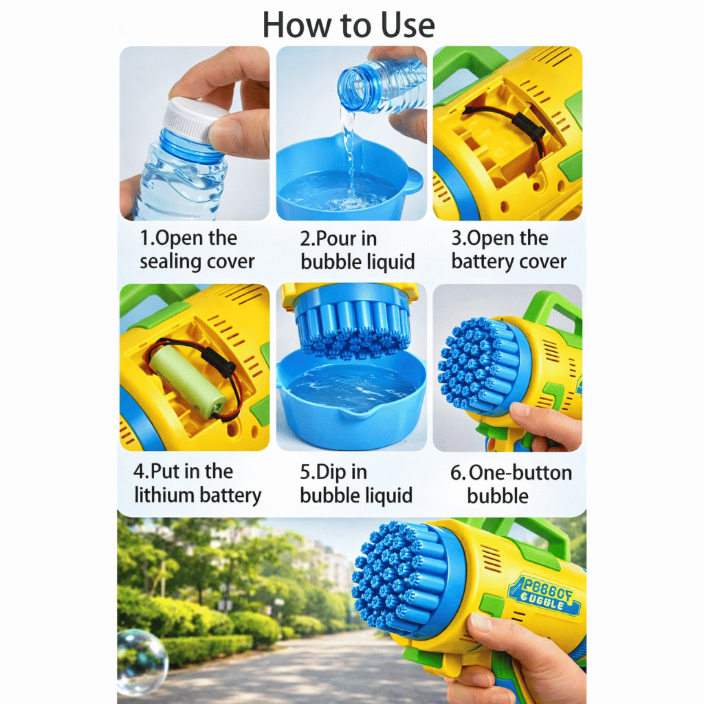 Rocket Electric Bubble Gun – 48-Hole Bubble Blaster Toy