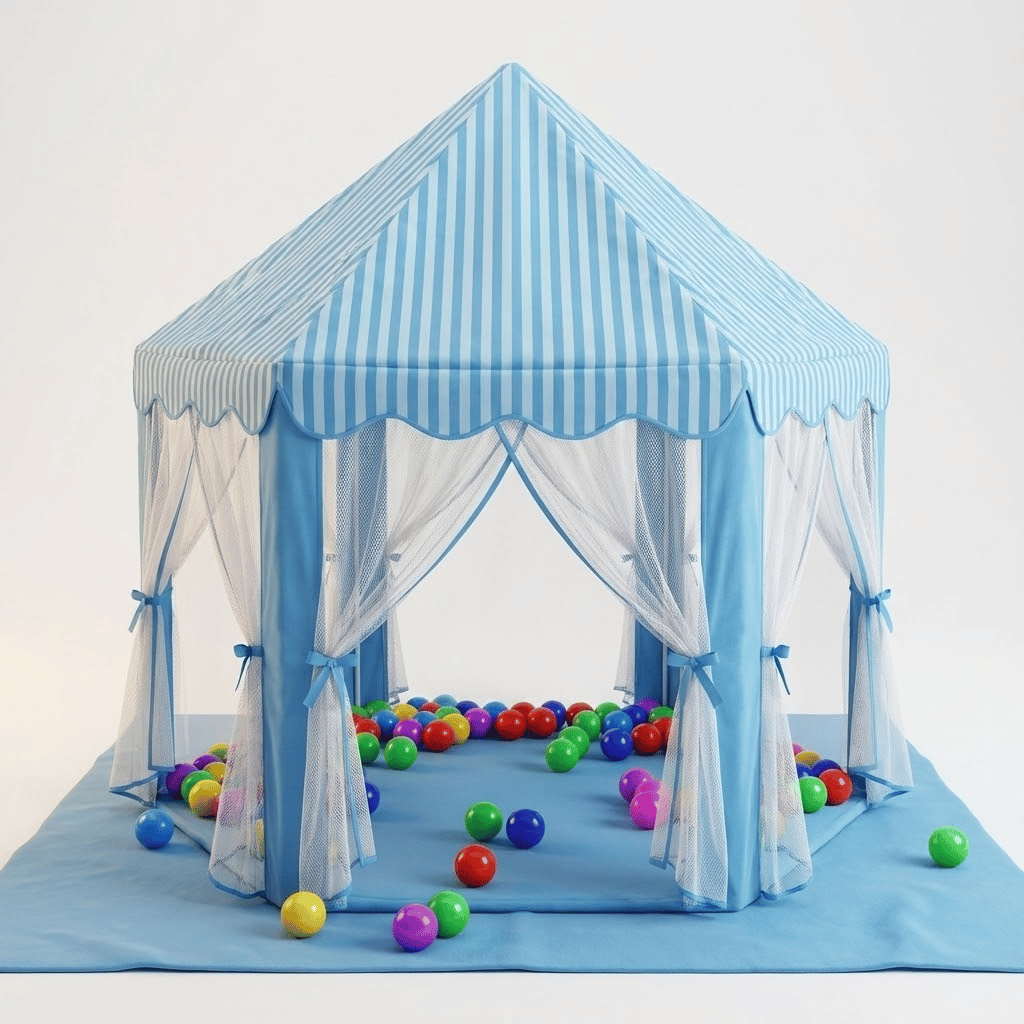 Sutekus Kids Play Tent – Hexagon Indoor/Outdoor Playhouse with Mesh Curtains | EmirTrove