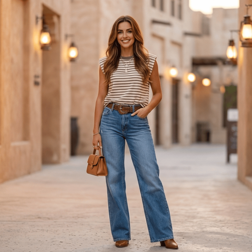 Women's Casual Simple Crew-Neck Striped Pullover Top