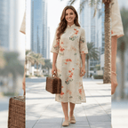 Women's Cotton And Linen Improved Qipao Dress With Stand Collar