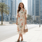 Women's Cotton And Linen Improved Qipao Dress With Stand Collar