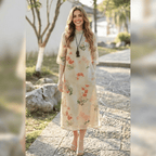 Women's Cotton And Linen Improved Qipao Dress With Stand Collar